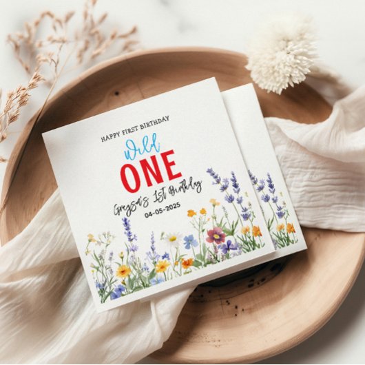 Serviette En Papier Fille fleur sauvage 1ère fête d'anniversaire