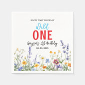 Serviette En Papier Fille fleur sauvage 1ère fête d'anniversaire (Devant)