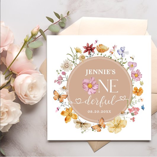 Serviette En Papier Fille Fleur sauvage Onederful 1er anniversaire fêt
