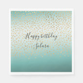 Serviette En Papier Fille Glam Gold Confetti Mint Ombre (Devant)