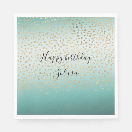 Serviette En Papier Fille Glam Gold Confetti Mint Ombre (Devant)