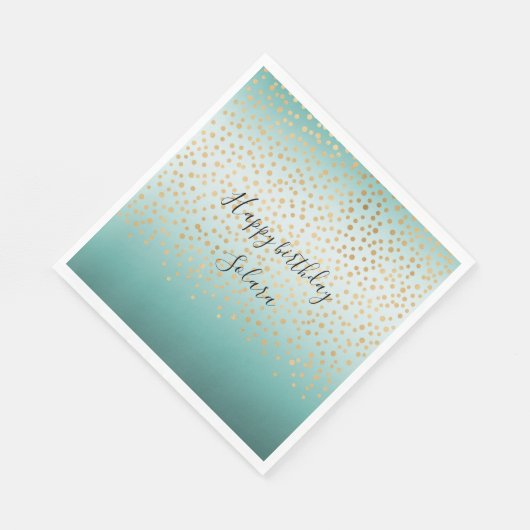 Serviette En Papier Fille Glam Gold Confetti Mint Ombre (Coin)