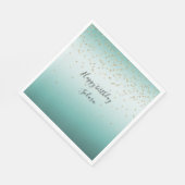 Serviette En Papier Fille Glam Gold Sparkle Confetti Mint Ombre (Coin)