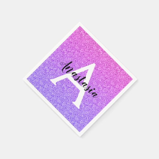 Serviette En Papier Fille Glam Ombre Parties scintillant violette étin (Coin)