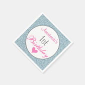 Serviette En Papier Fille Glam rose et bleu clair Parties scintillant  (Coin)