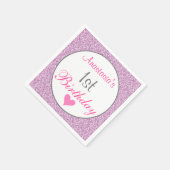 Serviette En Papier Fille Glam rose Lilac violet Parties scintillant 1 (Coin)