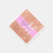 Serviette En Papier Fille Glam rose Pêche or Parties scintillant Nom d (Coin)