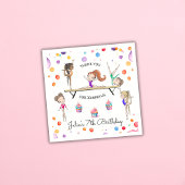Serviette En Papier Fille Gymnastique Cupcake & Balloon Anniversaire