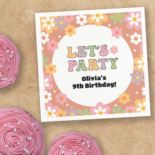 Serviette En Papier Fille Hippie de marguerites super