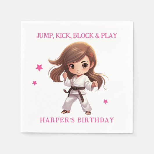Serviette En Papier Fille Karate Martial Arts fête d'anniversaire (Devant)