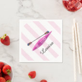 Serviette En Papier Fille Kayak en bandes roses (En situation)