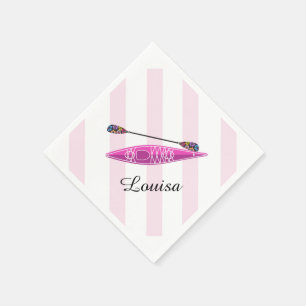 Serviette En Papier Fille Kayak en bandes roses