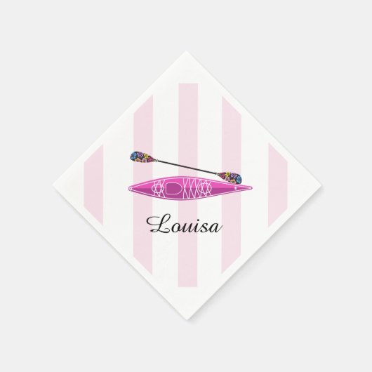 Serviette En Papier Fille Kayak en bandes roses (Coin)