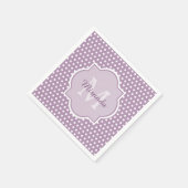 Serviette En Papier Fille Lavande violet Pois Monogramme et nom (Coin)