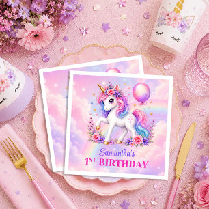 Serviette En Papier Fille Licorne Pastel Anniversaire Serviettes Set d