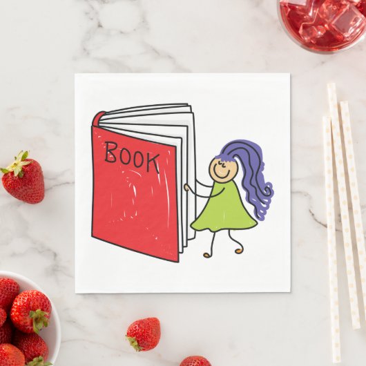 Serviette En Papier Fille Lire Un Livre Papier Serviettes (En situation)