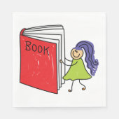 Serviette En Papier Fille Lire Un Livre Papier Serviettes (Devant)