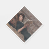 Serviette En Papier Fille Lire un livre (Reculer sur un Divan) (Coin)