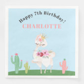 Serviette En Papier Fille Llama Floral Cactus fête d'anniversaire (Devant)