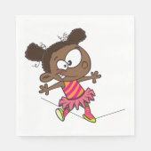 Serviette En Papier Fille Marchant Sur Une Tightrope (Devant)