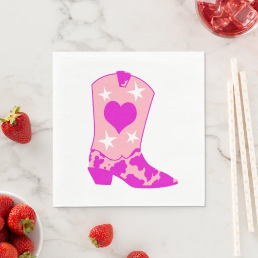 Serviette En Papier Fille moderne fille fille Western Yeehaw Boot Blan (En situation)