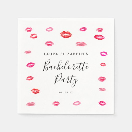 Serviette En Papier Fille moderne Kiss Lipstick Bachelorette Party (Devant)