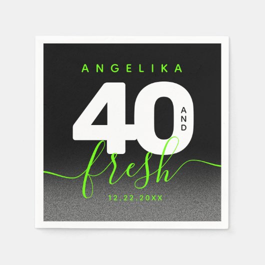 Serviette En Papier Fille moderne vert brillant 40 et frais (Devant)