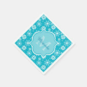 Serviette En Papier Fille Monogramme Turquoise Daisy Fleurs Avec Nom (Coin)