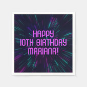 Serviette En Papier Fille Neon Purple Pink Glow Party (Devant)