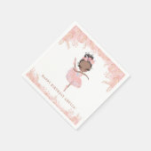 Serviette En Papier Fille noire Ballerina en Robe rose Fleur Anniversa (Coin)