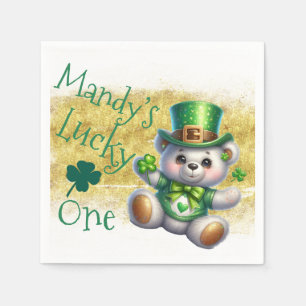 Serviette En Papier Fille ours jour de la Saint-Patrick anniversaire c