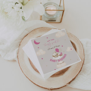 Serviette En Papier Fille Ourson Fête Prénatale Rose Pâle