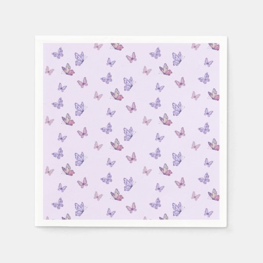 Serviette En Papier Fille papillon violet anniversaire (Devant)