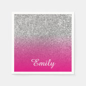 Serviette En Papier Fille Parties scintillant argent rose chaud Person (Devant)