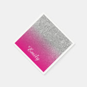 Serviette En Papier Fille Parties scintillant argent rose chaud Person (Coin)