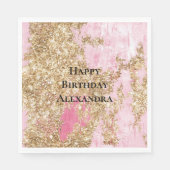 Serviette En Papier Fille Parties scintillant or rose Anniversaire (Devant)