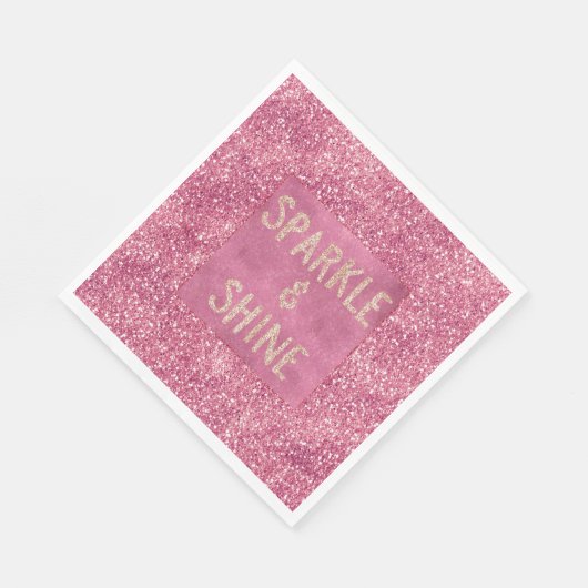 Serviette En Papier Fille Parties scintillant rose étincelante (Coin)