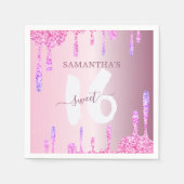 Serviette En Papier Fille Parties scintillant rose gouttes doux 16 (Devant)