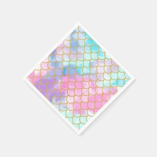 Serviette En Papier Fille Pastel Ombre Parties scintillant or Sirène (Coin)