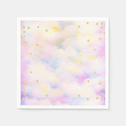 Serviette En Papier Fille Pastel Violet Et Parties scintillant Or Nuag (Devant)