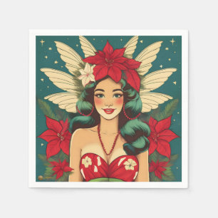 Serviette En Papier Fille pin-up de Noël tropical rétro des années 50