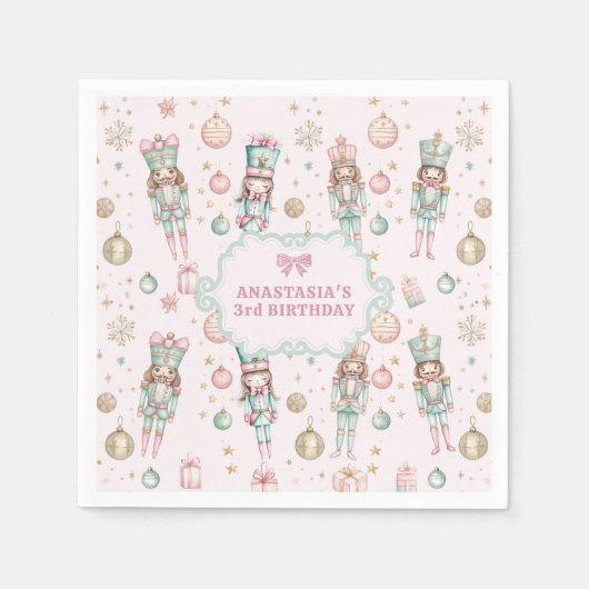 Serviette En Papier Fille Pink Nutcracker Anniversaire (Devant)