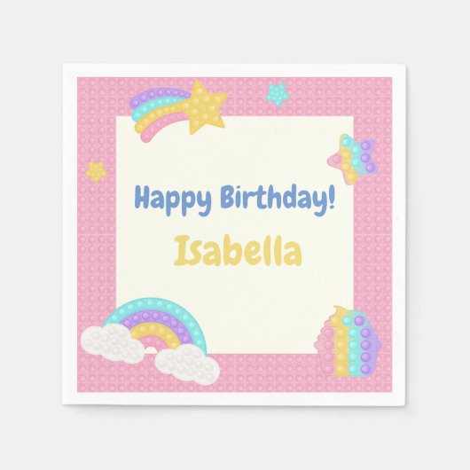 Serviette En Papier Fille Pop It Fidget Anniversaire (Devant)