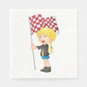 Serviette En Papier Fille Portant Un Drapeau À damiers Serviettes (Devant)