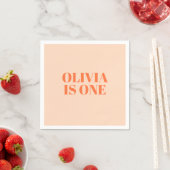Serviette En Papier Fille Premier Anniversaire Peach Moderne (En situation)
