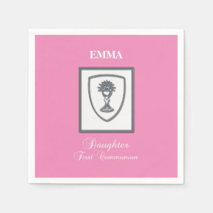 Serviette En Papier Fille, première communion, chalice d'argent