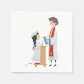Serviette En Papier Fille recevant la communion Papier Religieux servi (Devant)