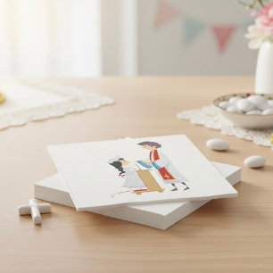 Serviette En Papier Fille recevant la communion Papier Religieux servi