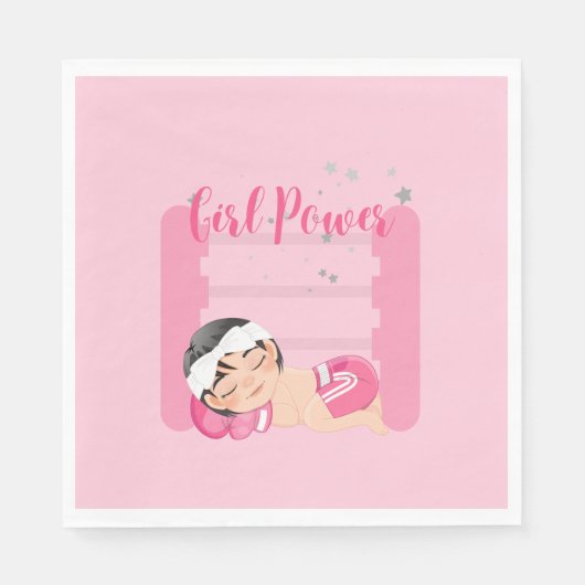 Serviette En Papier Fille rose (Devant)