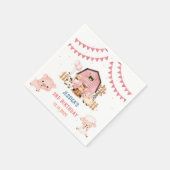 Serviette En Papier Fille rose Animaux de ferme Anniversaire (Coin)